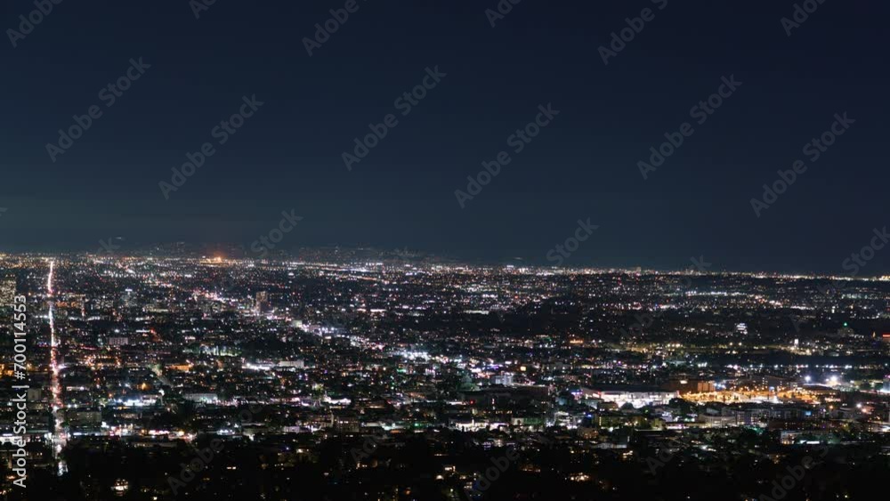 Los Angeles Westside Night Skyline 60ｍｍ from Griffith Park Time Lapse California USA