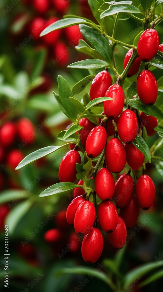 a close up of a plant with red berries