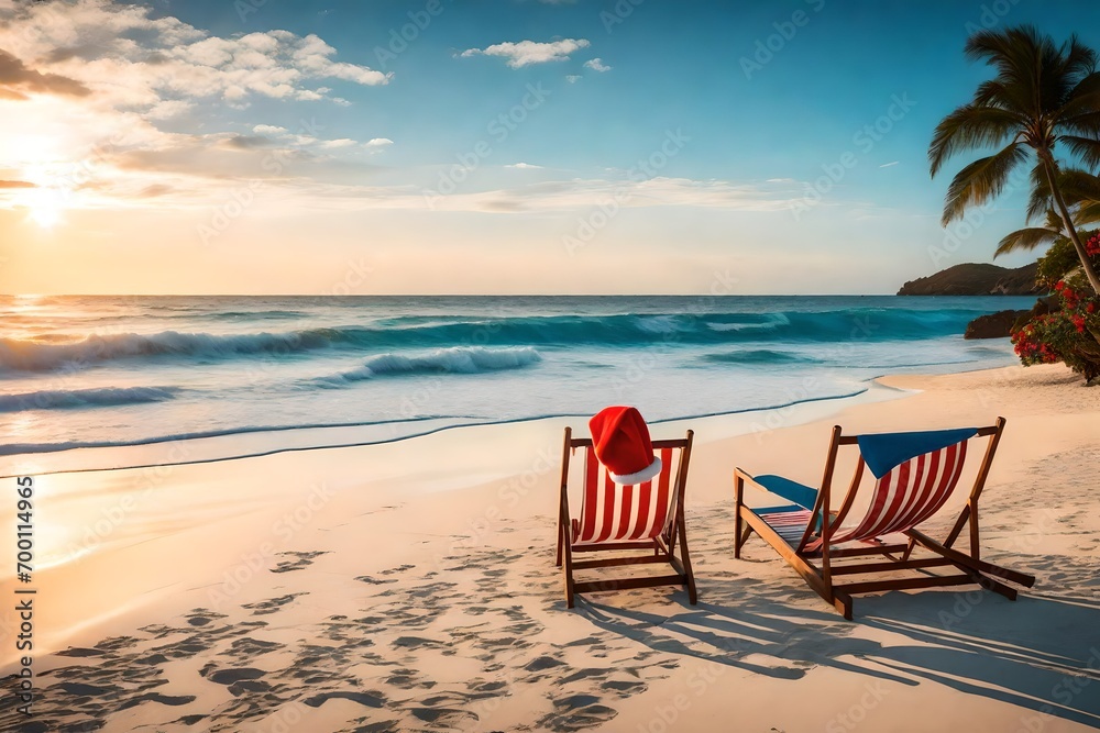 lounge chairs on the beach