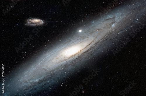 Andromeda galaxy with our galaxy is Milky Way in the background "Elements of this image furnished by NASA "