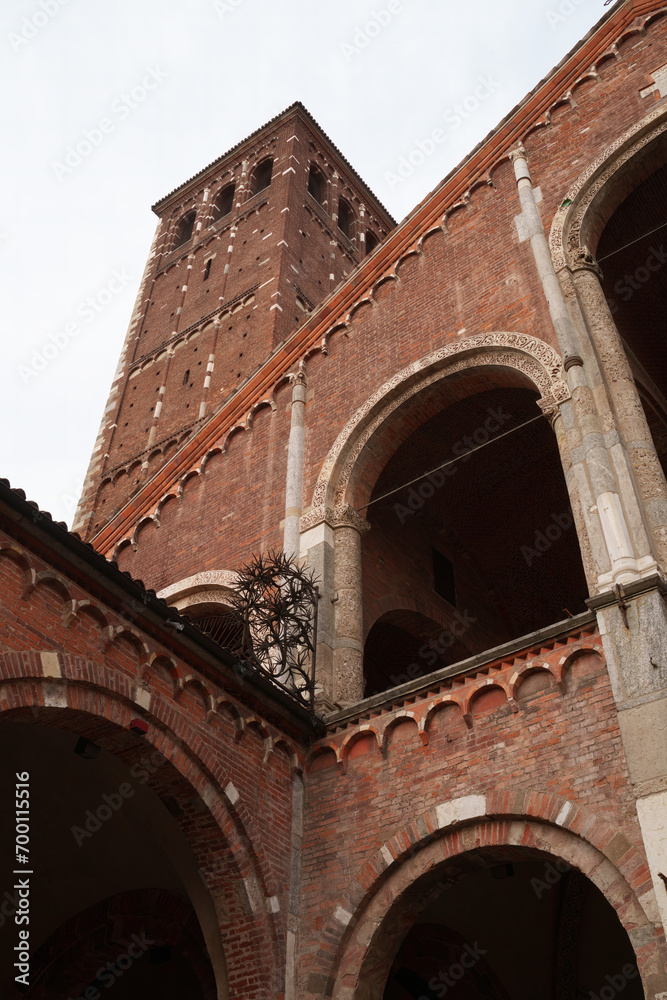Exterior of Sant Ambrogio church in Milan, Italy Exterior of Sant Ambrogio church in Milan, Italy
