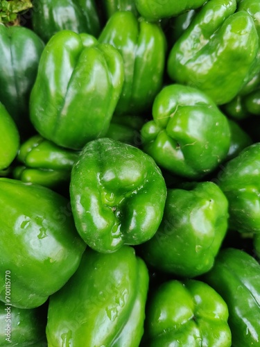 Capsicum is available for sale in the market, presenting a beautiful sight