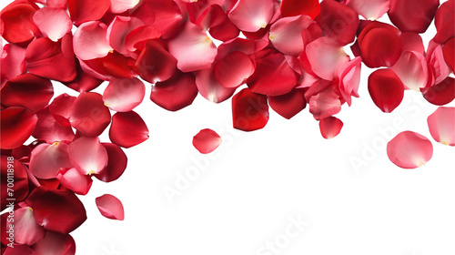 Floating rose petals isolated on transparent or white background, valentine background
