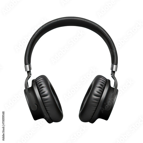 Modern black wireless headphones isolated on white background with clipping path