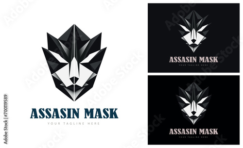 Assassins mask face mosaic style modern logo template design for brand or company