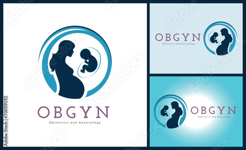 OBGYN obstetrics and gynecology clinic mom and baby pregnancy logo template design for brand or company and other