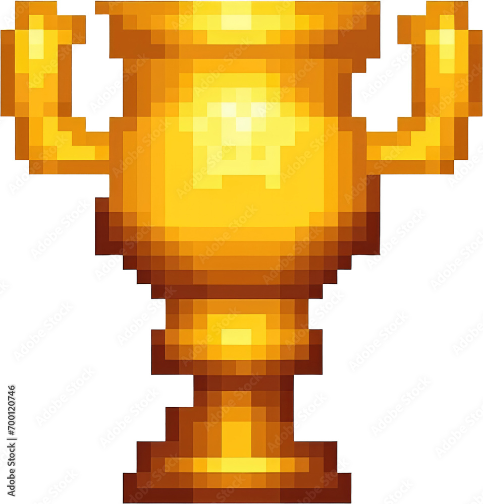 Fototapeta premium A golden trophy pixel art isolate white background