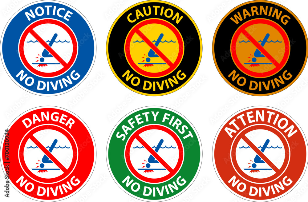 Pool Safety Sign Attention, No Diving Pool Safety Sign Attention, No Diving