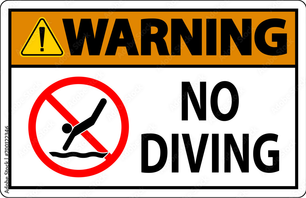 Fototapeta premium Swimming Pool Sign Warning No Diving