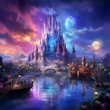 Magic Fairy Tale Princess Castle. Fairytale castle in fantasy world.