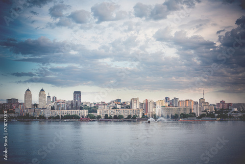 Landscape of the Dnieper city near the river  Dnepr city Ukraine