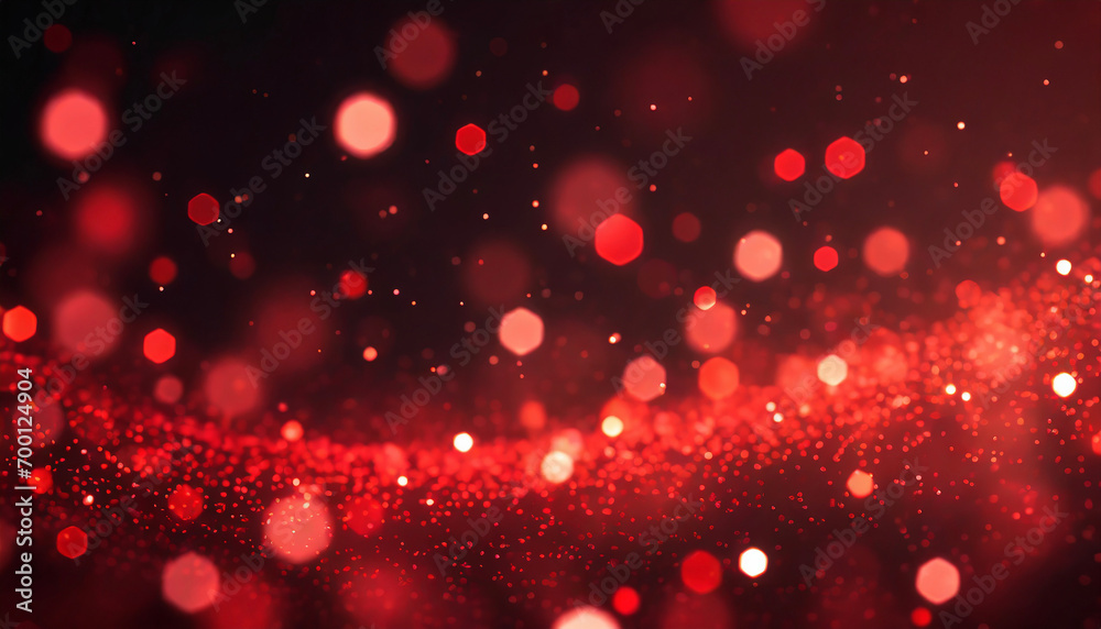 Red glow particle abstract bokeh background for holiday and celebration concept