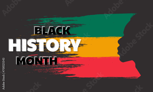 Vector illustration for celebrating African American History Month, silhouette of African man with text black history month