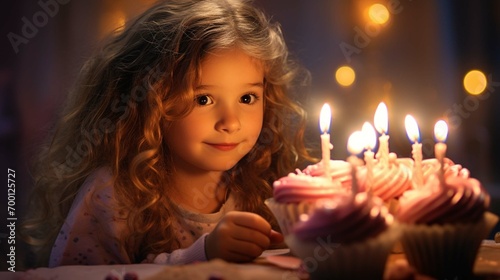 girl with a cake and candles