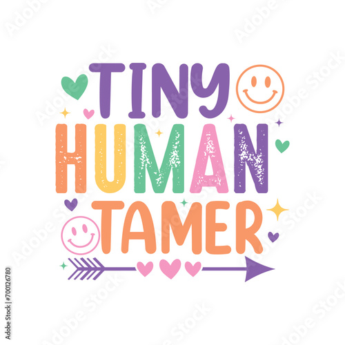 Tiny Human Tamer. T-shirt design, Posters, Death Metal. Greeting Cards, Textiles, Sticker Vector Illustration.