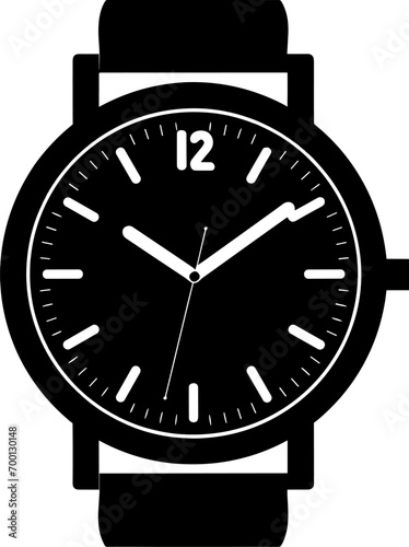 Vector wrist watch icon. Wristwatch hand clock illustration for men. Swiss flat watch. AI generated illustration.
