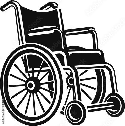 Empty walk pram carriage device on white background. Outline black ink hand drawn healthcare therapy object. Web logo pictogram concept. AI generated illustration.