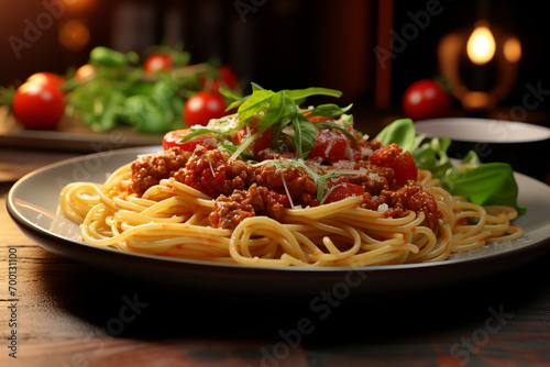 Serve the spaghetti Bolognese with fresh Parmesan and green salad. Generative AI