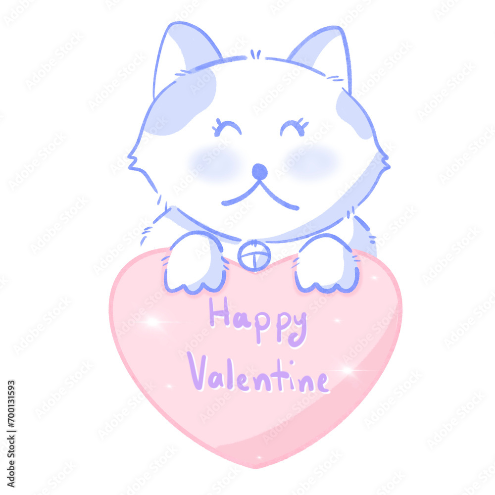 White cat with Heart White cat with Heart