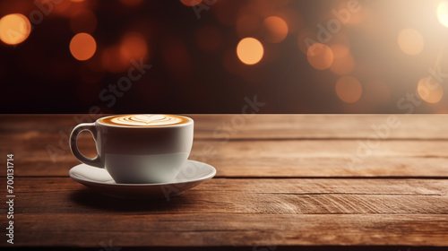 A cup of fragrant coffee on a warm background picture 