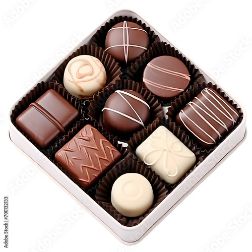 A Box of Valentine Chocolates isolated on transparant background