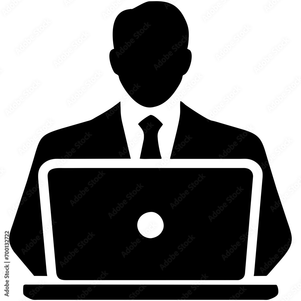 Businessman with a laptop vektor icon illustation Businessman with a laptop vektor icon illustation