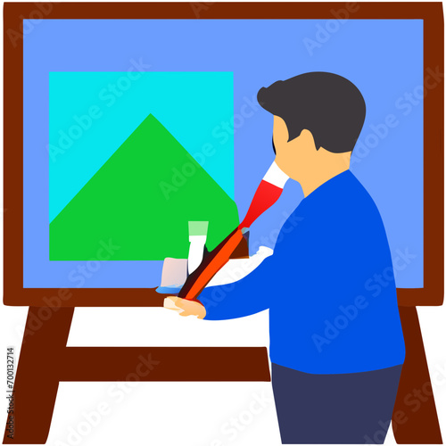 Artist painting a mural vektor icon illustation