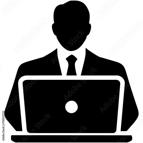 Businessman with a laptop vektor icon illustation