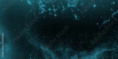 abstract light through a prism glow in dark, lens flare, caustics water glass reflections. Black Microscopy Space. Black Microscopy Space. Creative Artwork With Universe Effect. photo