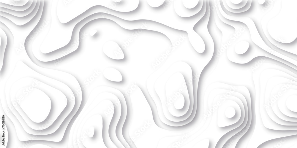 Abstract background vector Abstract wavy line 3d paper cut white background. Abstract pattern with lines. Abstract sea map geographic contour map and topographic contours map background.