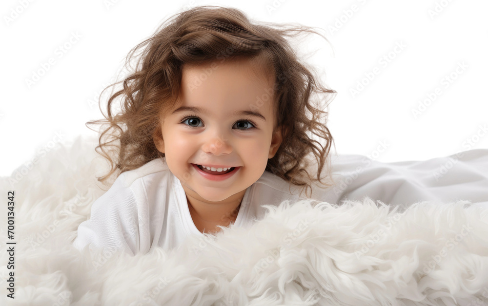 Adorable Tot in Fluffy Serenity On Isolated Background Adorable Tot in Fluffy Serenity On Isolated Background