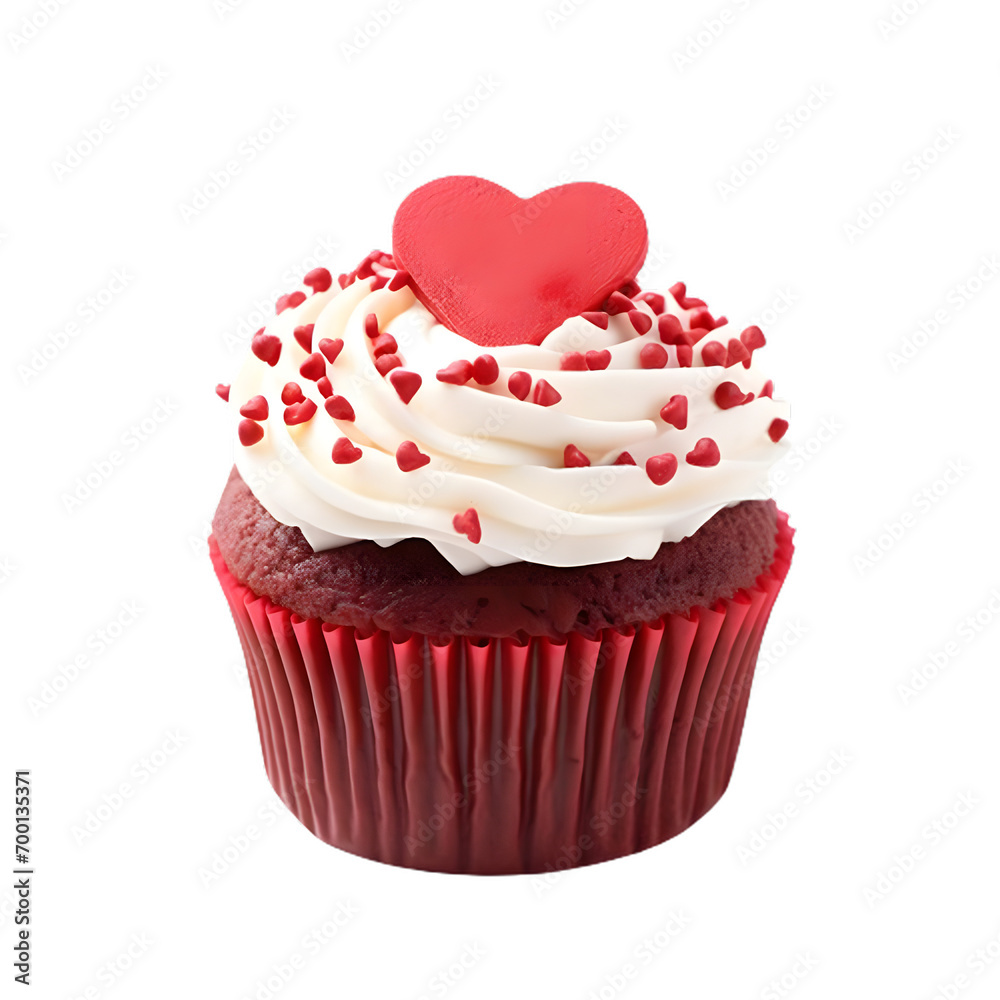 A Valentine Red Velvet Cupcake isolated on transparant background A Valentine Red Velvet Cupcake isolated on transparant background