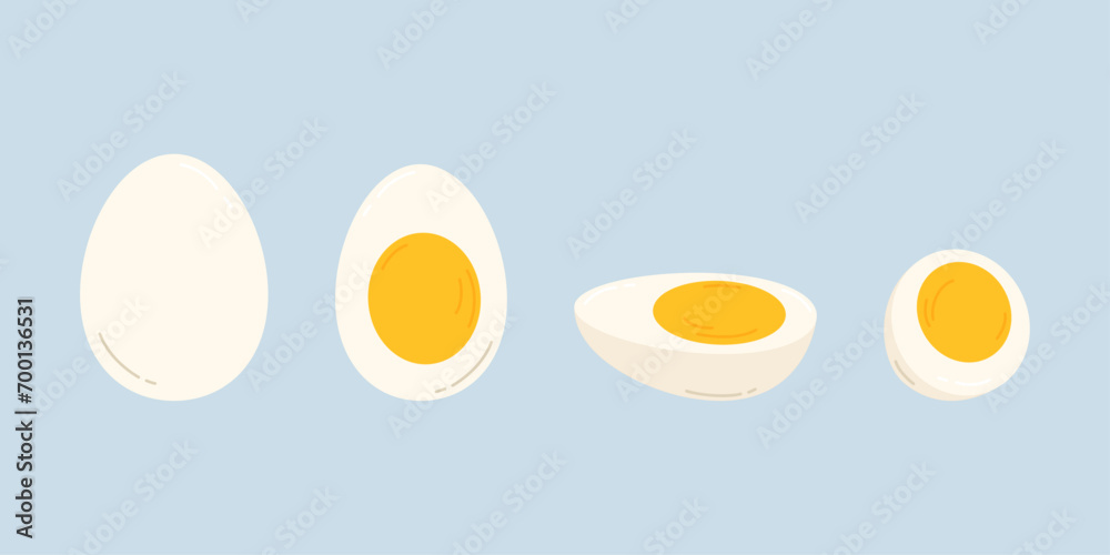 Set of sliced hard boiled eggs. Flat isolated vector illustration Set of sliced hard boiled eggs. Flat isolated vector illustration