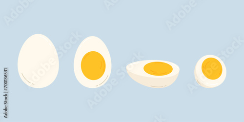 Set of sliced hard boiled eggs. Flat isolated vector illustration