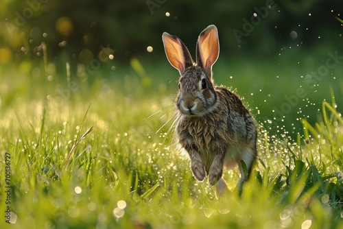 A rabbit darting through a meadow, generated with AI