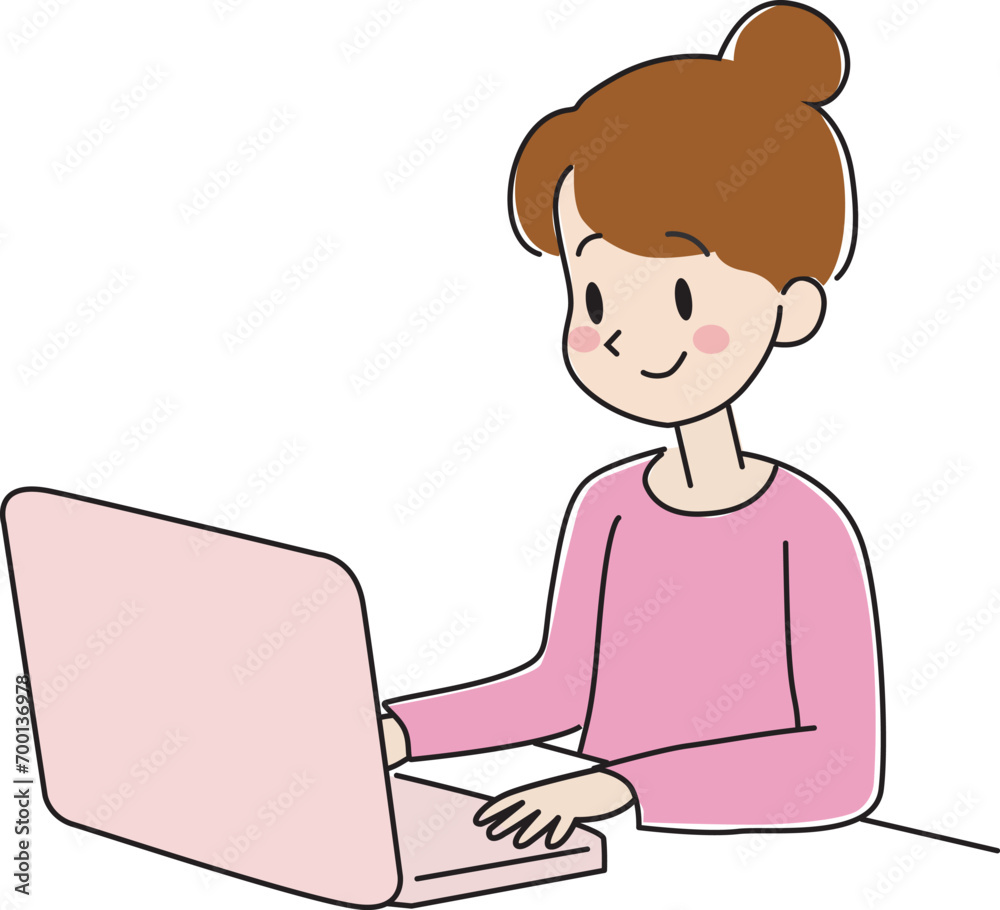 Illustration of a woman working on a laptop Illustration of a woman working on a laptop