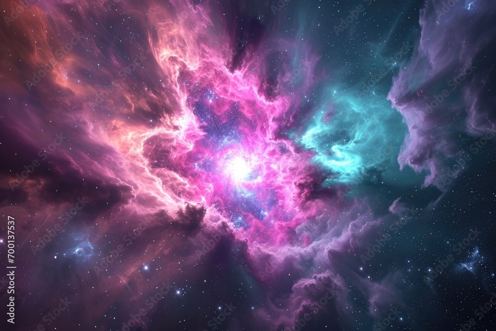 Supernova in explosion of colors, space art, generated with AI