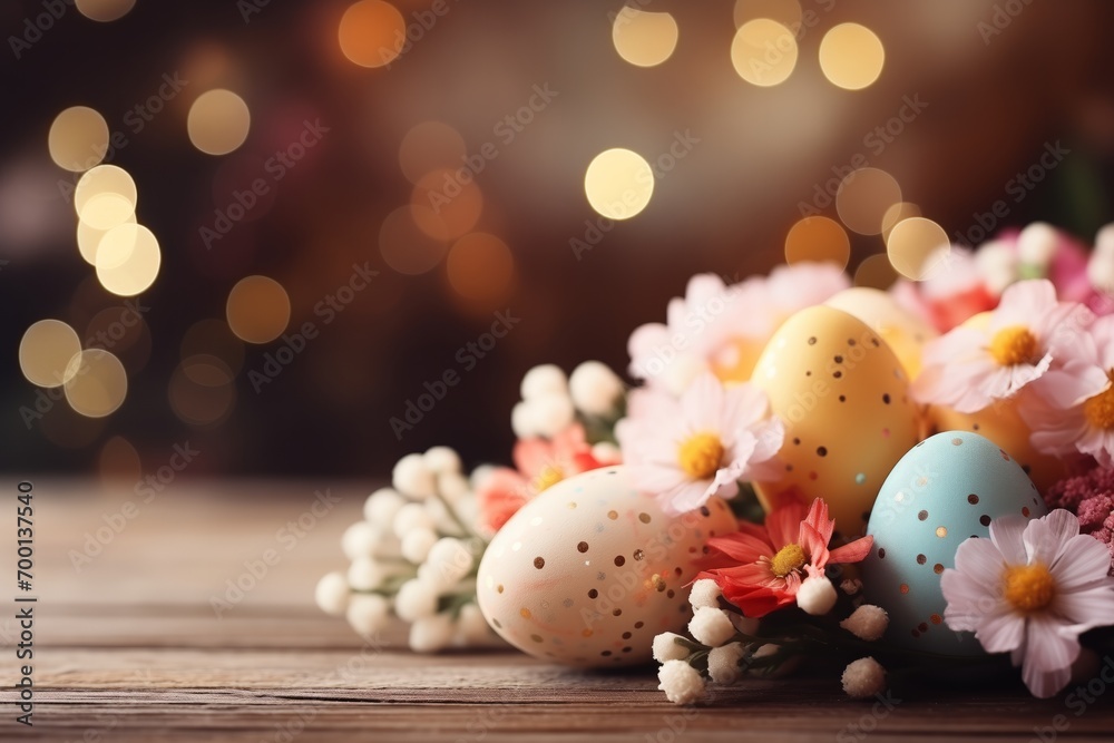 Obraz premium Easter. Happy easter. Easter eggs. Easter bunny. Background for Easter. Decorated eggs for Easter.