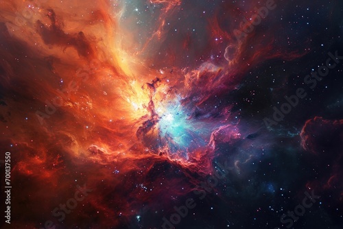 Supernova in explosion of colors, space art, generated with AI photo