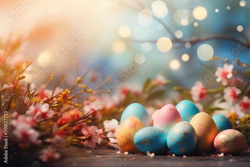 Easter. Happy easter. Easter eggs. Easter bunny. Background for Easter. Decorated eggs for Easter.