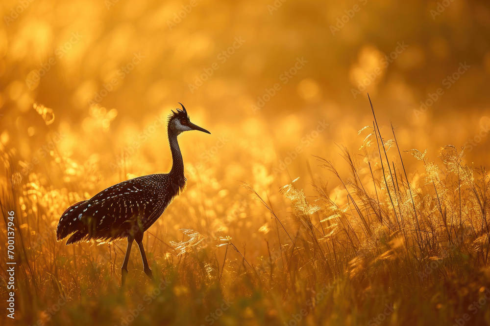 The graceful beauty of a Bengal Florican in its natural habitat