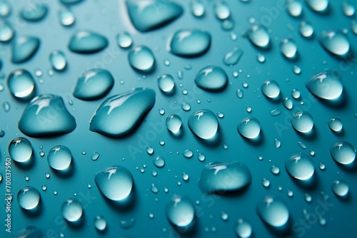 Blue canvas adorned raindrops create an artistic display backdrop