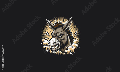 head donkey angry with lightning vector mascot design