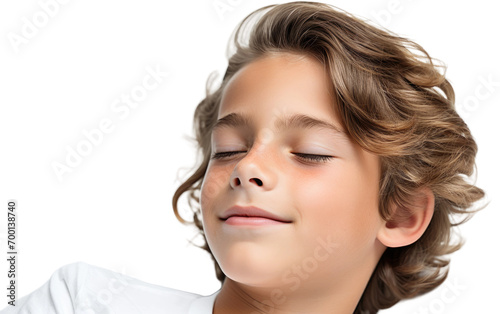 Relaxed Boy's Face On Isolated Background