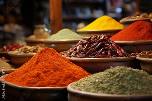 Spice panorama traditional spices and dry fruits grace the bazaar