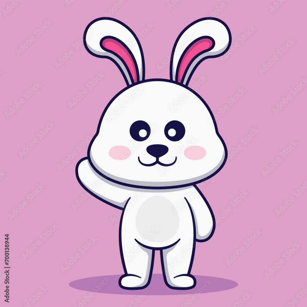 Cute Rabbit Waving Cartoon Vector Illustration Cute Rabbit Waving Cartoon Vector Illustration