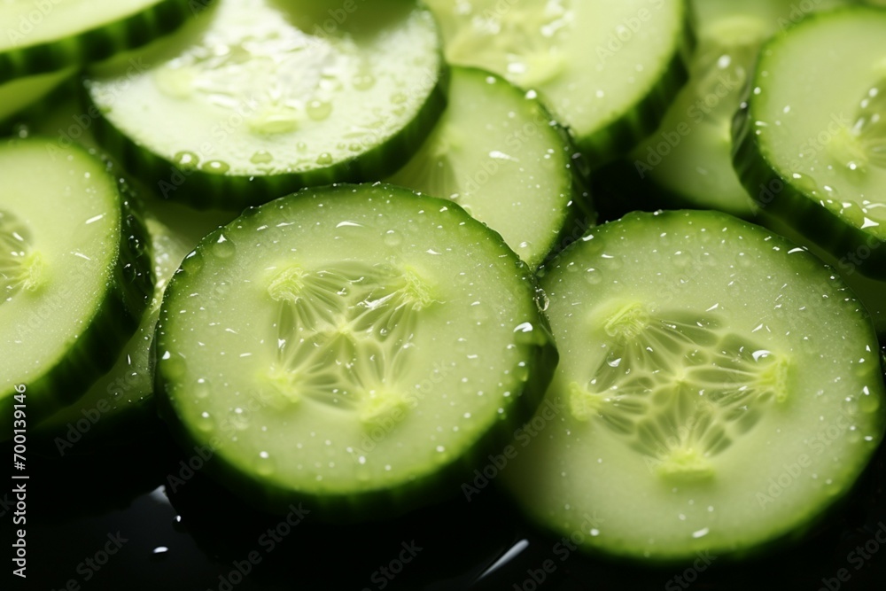 Freshness captured close up of cucumber slice in a bowl Freshness captured close up of cucumber slice in a bowl