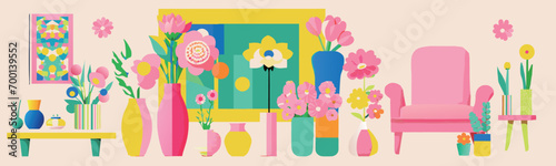 flowers, bouquet. Vector flower. plant elements. interior. decoration. flower arrangement. colorful. Gorgeous. A fun space.