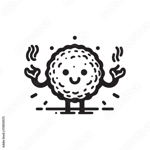minimalist meatball logo on a white background