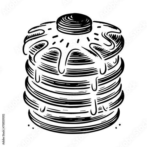 Pancakes ,Food Doodles line , Line art , hand-drawn in the style of doodles line SVG File.